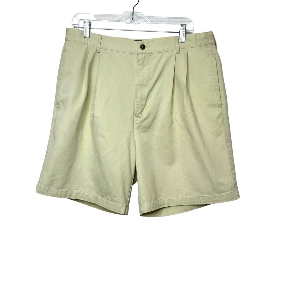 GANT USA Men’s Chino Shorts 36 Cream Khaki Golf Cotton Zip Button Pockets Loops